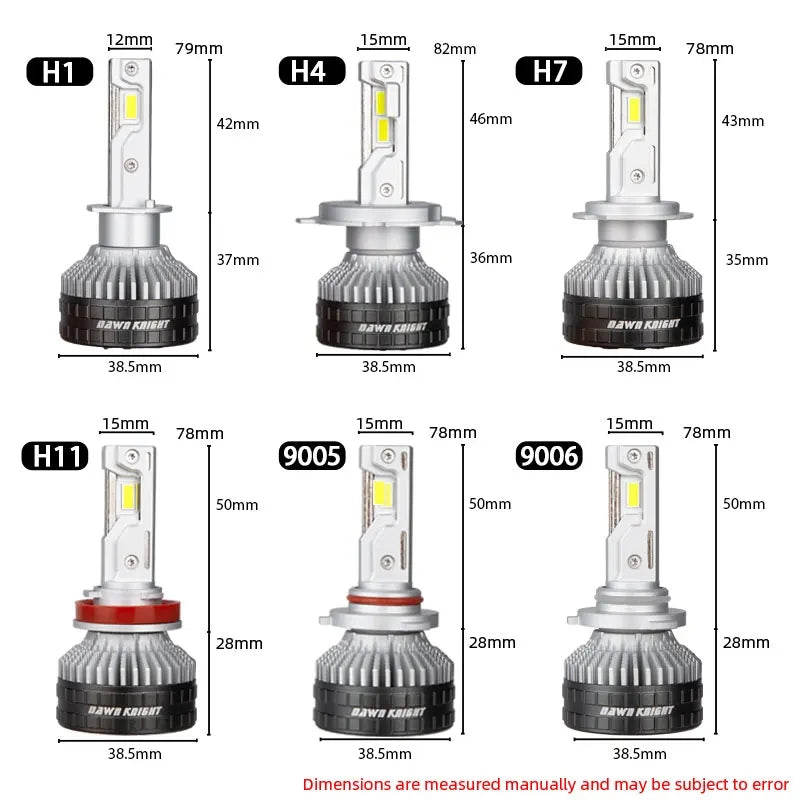 Lâmpada LED DAWNKNIGHT K9C Pro 130w / Plus 200w, 12v para Farol de Carro com Tubo de Cobre Maior, Luzes LED H1 H4 H7 H11 HB3 9005 HB4 9006