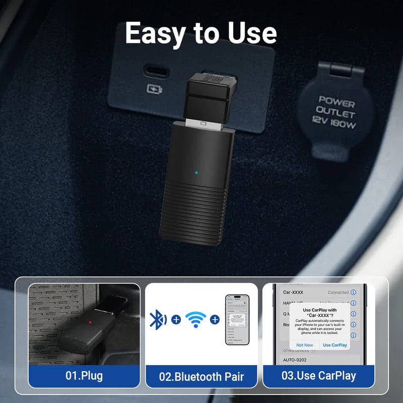 Mini Adaptador Sem Fio CarPlay Plug and Play