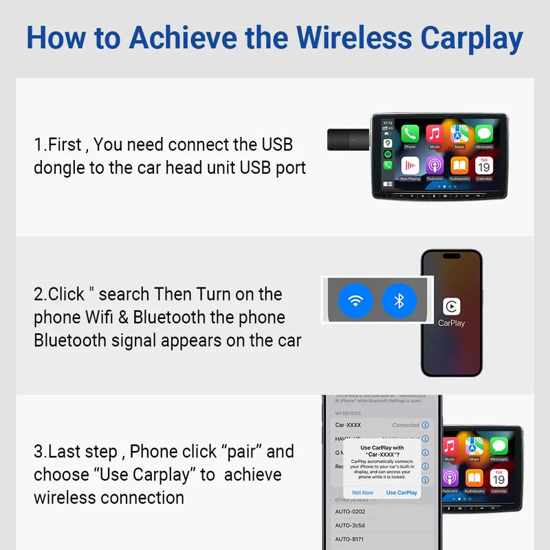 Mini Adaptador Sem Fio CarPlay Plug and Play