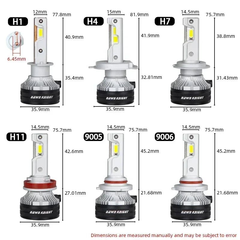 Lâmpada LED DAWNKNIGHT K8C 40W Versão de Longa Duração  com 3 Tubos de Cobre para Carro H1 H4 H7 H11 HB3 9005 HB4 9006