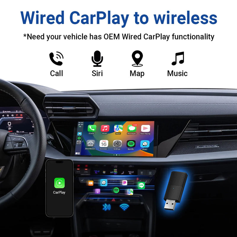 Mini Adaptador Sem Fio CarPlay Plug and Play